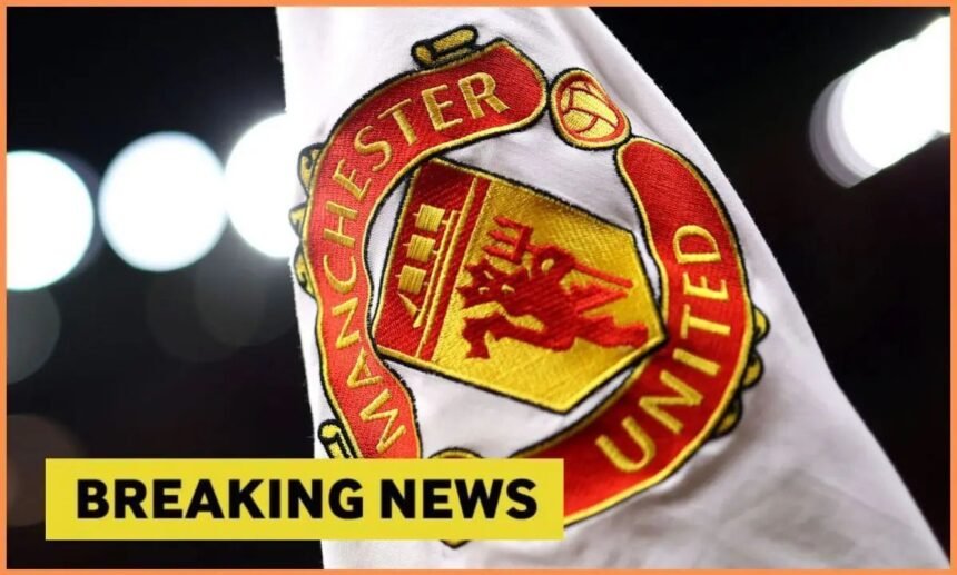 Man United flag with overlay of breaking news