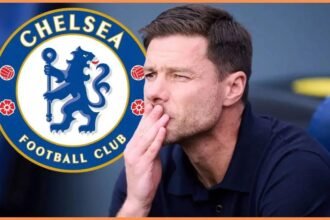 Xabi Alonso and overlay of Chelsea badge